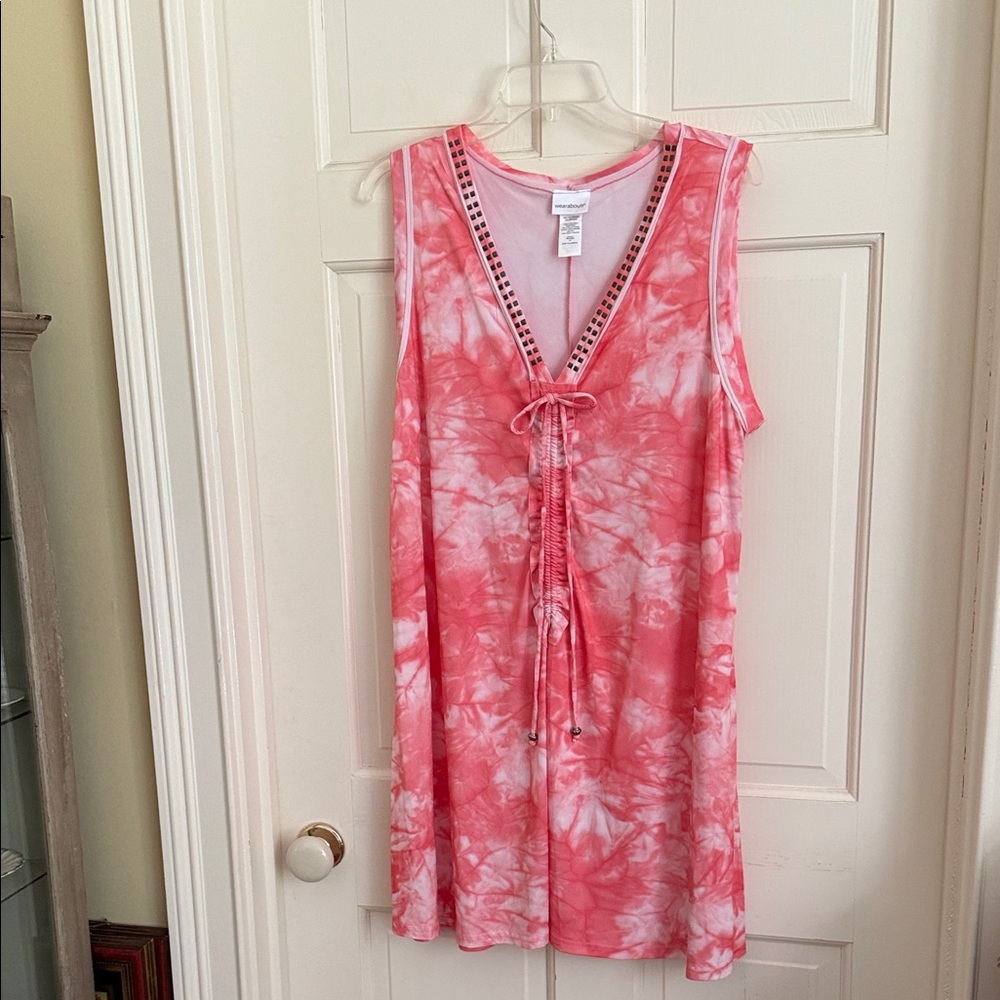 Pink Tie-Dye Sleeveless Nightgown